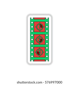 Vector illustration in paper sticker style Film strip countdown