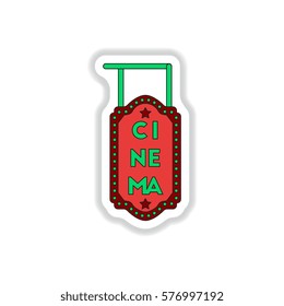 Vector illustration in paper sticker style cinema sign