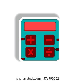 Vector illustration in paper sticker style of calculator