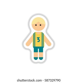 Vector illustration in paper sticker style little boy