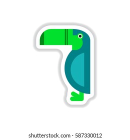 Vector illustration in paper sticker style Kakadu bird