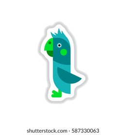 Vector illustration in paper sticker style parrot Cockatoo