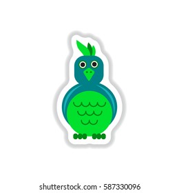 Vector illustration in paper sticker style parrot Cockatoo
