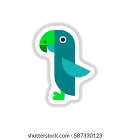 Vector illustration in paper sticker style parrot