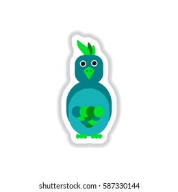 Vector illustration in paper sticker style parrot Cockatoo