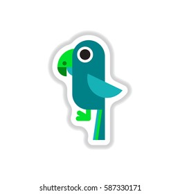 Vector illustration in paper sticker style baby parrot