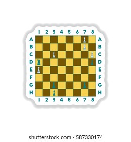 Vector illustration in paper sticker style The various chess position