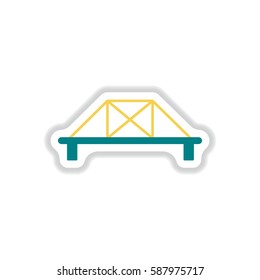 Vector illustration in paper sticker style metal bridge