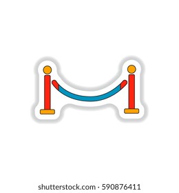 Vector illustration in paper sticker style Barrier rope