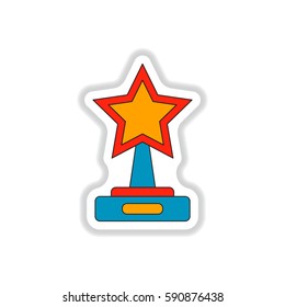 Vector illustration in paper sticker style cinema award with big star