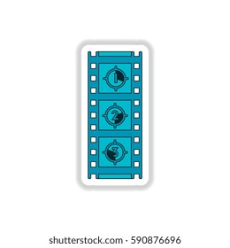 Vector illustration in paper sticker style Film strip countdown