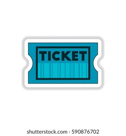 Vector illustration in paper sticker style cinema ticket with barcode