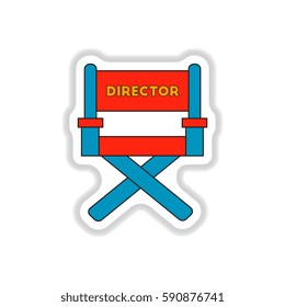 Vector illustration in paper sticker style Movie director chair