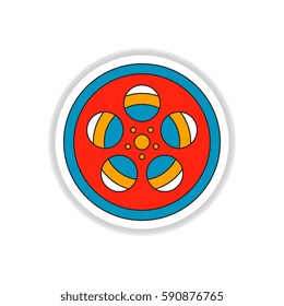 Vector illustration in paper sticker style Retro video film