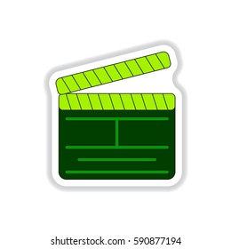Vector illustration in paper sticker style Director clapperboard