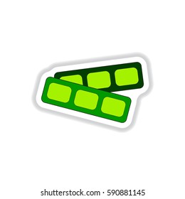 Vector illustration in paper sticker style cinema blank ticket