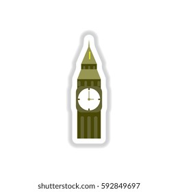 Vector illustration in paper sticker style big ben