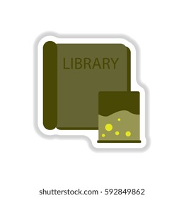 Vector illustration in paper sticker style ancient library Book