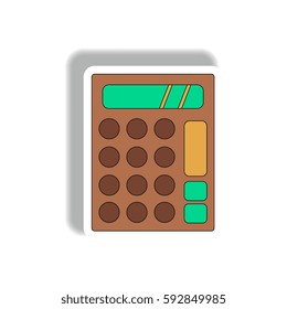 Vector illustration in paper sticker style of calculator