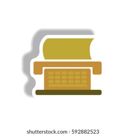 Vector illustration in paper sticker style typewriter