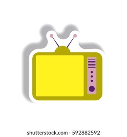 Vector illustration in paper sticker style retro tv