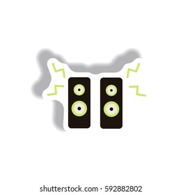 Vector illustration in paper sticker style loudspeakers