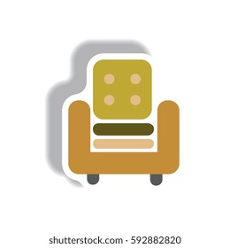 Vector illustration in paper sticker style armchair
