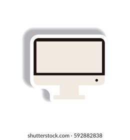 Vector illustration in paper sticker style tv monitor