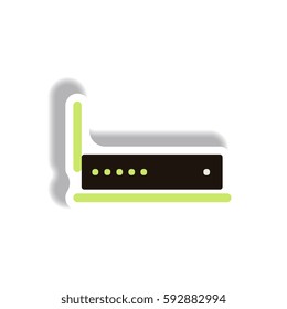 Vector illustration in paper sticker style wifi router