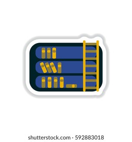 Vector illustration in paper sticker style library and ladder