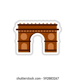 Vector illustration in paper sticker style Triumphal arch architecture