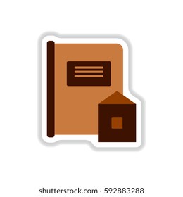 Vector illustration in paper sticker style Book and envelope