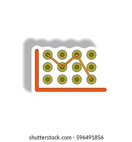 Vector illustration in paper sticker style. infographic design of business statistics