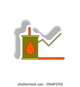 Vector illustration in paper sticker style. infographic design of oil world price progress statistic