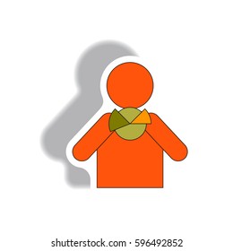 Vector illustration in paper sticker style. infographic design of Business pie chart and man silhouette