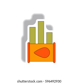 Vector illustration in paper sticker style. infographic design of oil barrel world price statistic in column chart