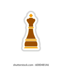 Vector illustration in paper sticker style Chess king