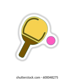 Vector illustration in paper sticker style ping pong racket