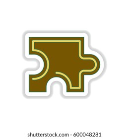 Vector illustration in paper sticker style Puzzle piece