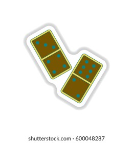Vector illustration in paper sticker style Domino pieces