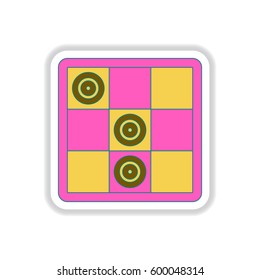 Vector illustration in paper sticker style checkers game