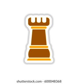 Vector illustration in paper sticker style chess Rook