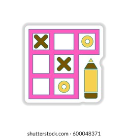 Vector illustration in paper sticker style tic tac toe