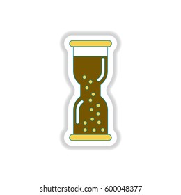 Vector illustration in paper sticker style Hourglass with water