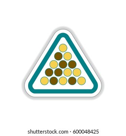Vector illustration in paper sticker style Set of billiard balls in triangle