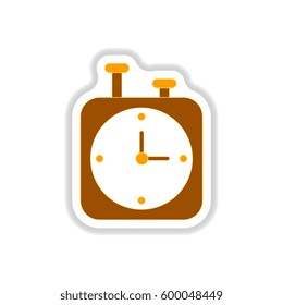 Vector illustration in paper sticker style chess clock stopwatch timer