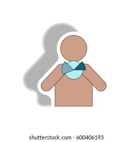 Vector illustration in paper sticker style. infographic design of Business pie chart and man silhouette