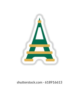 Vector illustration in paper sticker style Eiffel tower