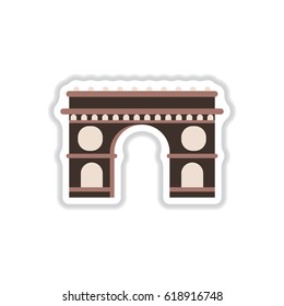 Vector illustration in paper sticker style Triumphal arch architecture