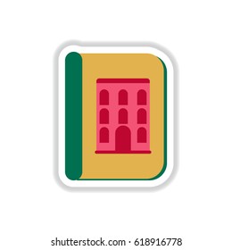 Vector illustration in paper sticker style book about ancient architecture